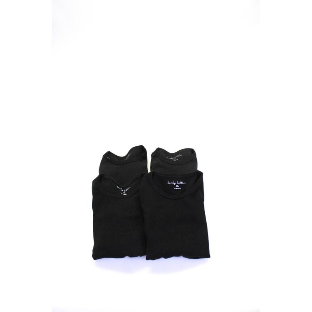 Lovely Littles Girls Solid Black Crew Neck Long Sleeve Top Size 12M 18M lot 4